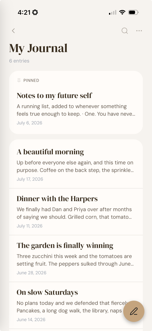 My Journal on iPhone