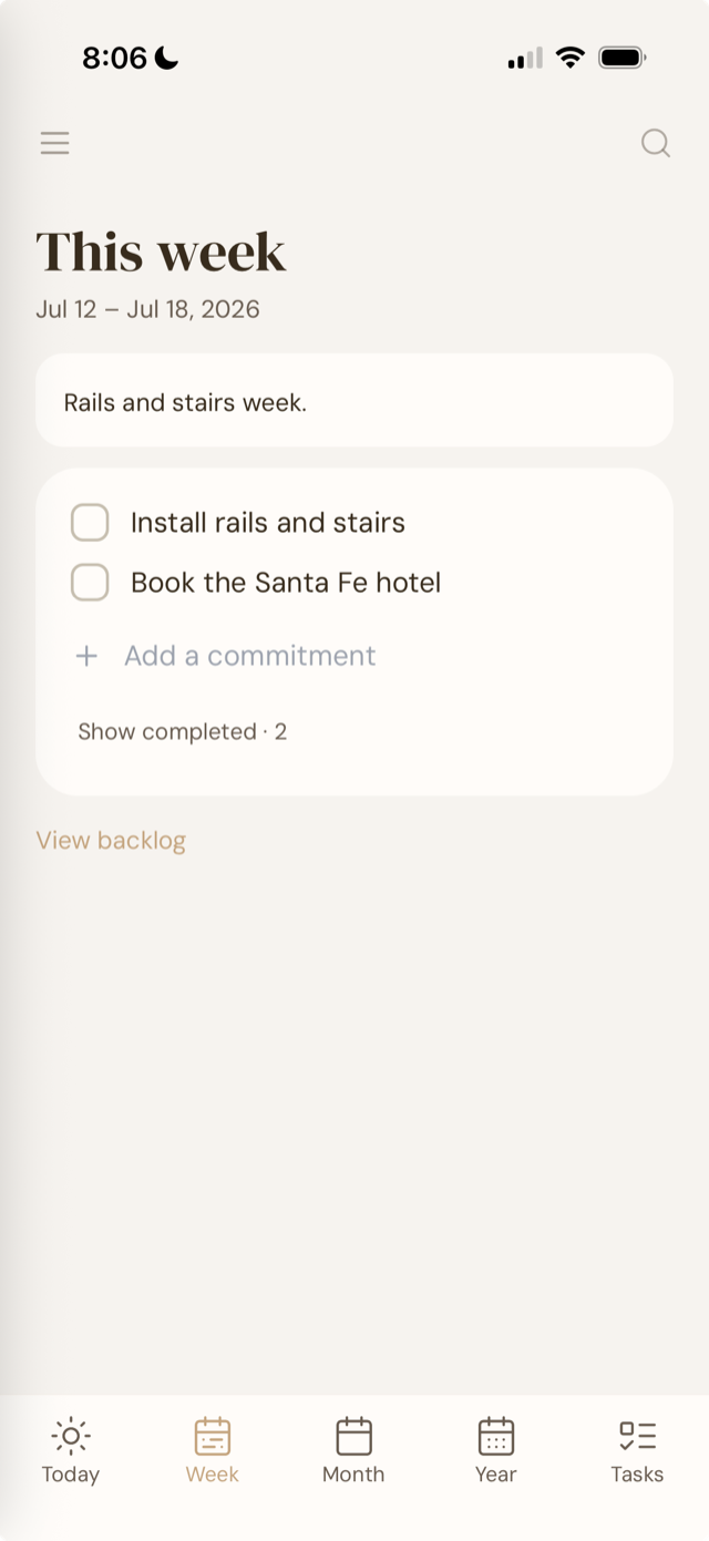 This week's plan on iPhone